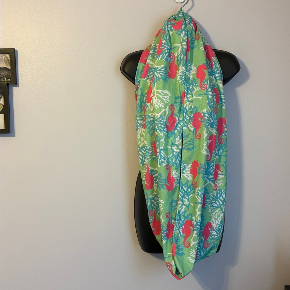 Simply Southern Seahorse Undersea Coral Pink Blue Green Infinity Scarf
